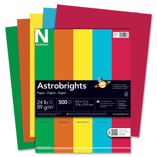 Neenah Paper Astrobrights Colored Paper 24lb 8-1/2 x 11 Neon Assortment 500