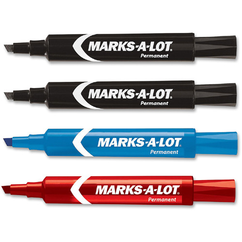 Avery® Marks A Lot Permanent Markers, Regular Desk-Style, Asstd, 4