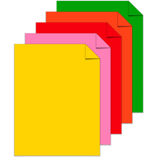 Bright 5-Color Assortment, 8.5” x 11”, 65 lb/176 gsm, 250 Sheets, Color  Paper