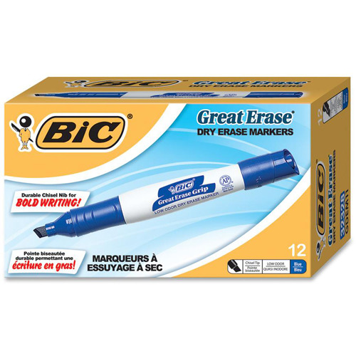 BIC Magic Marker Dry Erase Markers Chisel Point Black Ink Pack Of