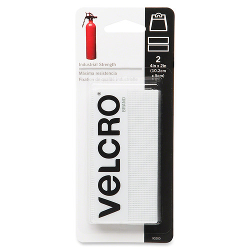 VELCRO Brand Industrial Strength Strips, 4in x 2in Strips, White, 2ct -  VEK90200 