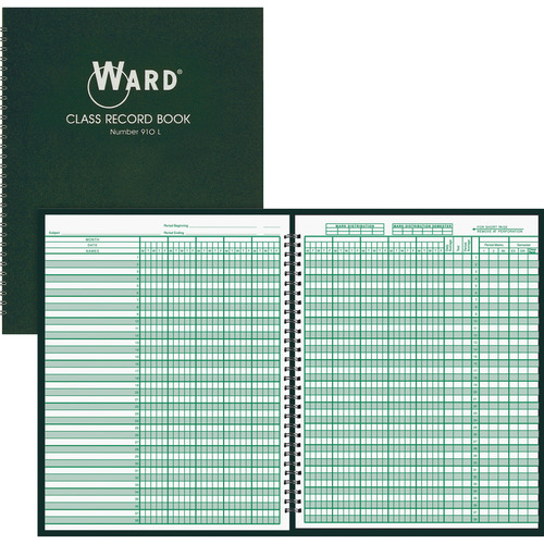 Class Record Book for Up to 10 Weeks. 50 Names. Extra Large Grade Recording Squares. (R9310)