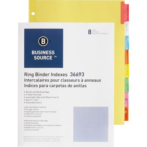 Business Source Insertable Tab Ring Binder Indexes - 8 Blank Tab(s)1.50 Business Source Insertable Tab Ring Binder Indexes - 8 Blank Tab(s)1.50