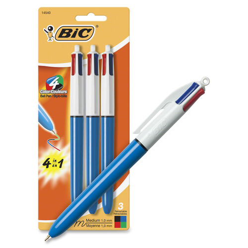 BIC 4-Color 3+1 Ball Pen and Pencil, Assorted Inks, 1 Pack