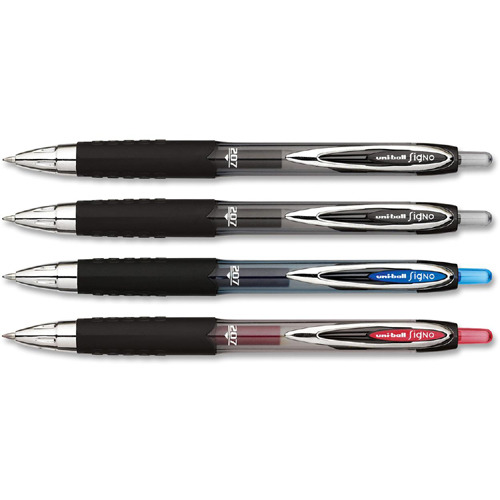 Uni-Ball Signo 207 Retractable Gel Pens - Medium Pen Point - 0.7 mm Pen  Point Size - Refillable - Yes - Assorted Gel-based Ink - 4 / Pack 