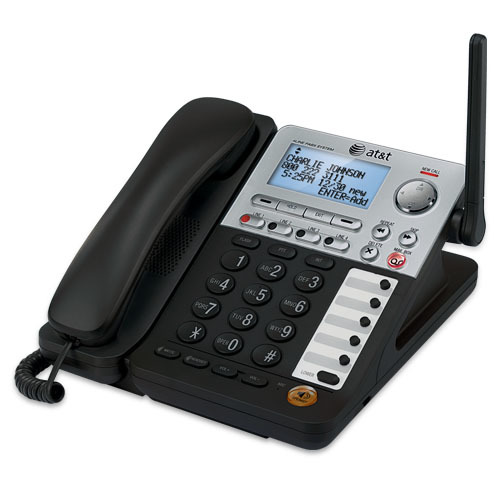 AT&T SynJ SB67148 DECT 6.0 Cordless Phone - Black, Silver - 4 x Phone Line - Speakerphone - Answering Machine - Hearing Aid Compatible - Backlight