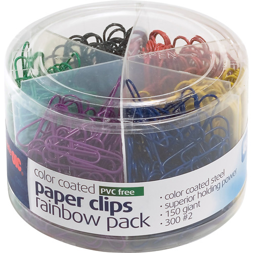 Officemate OIC 97227 Color Coated Paper Clips Rainbow Pack of 450 Clips