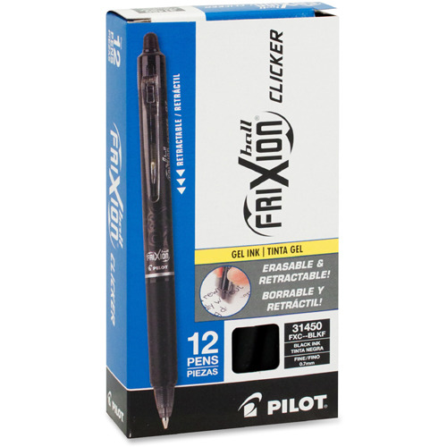 Pilot FriXion Ball Clicker Erasable Extra Fine Point 3/Pkg Black