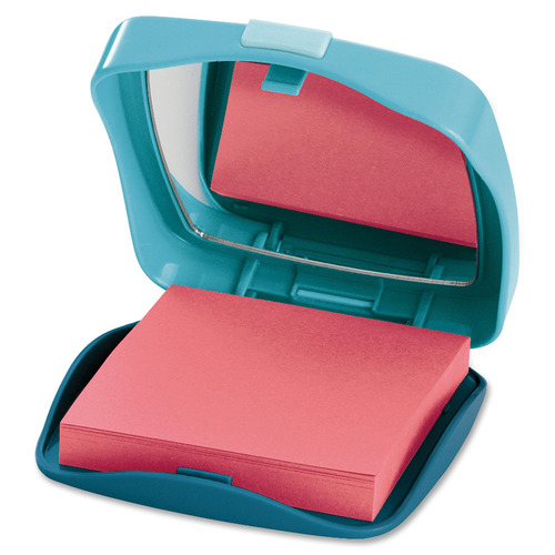 Noted by Post-it® Compact Holder with Notes, Warm Colors, Round