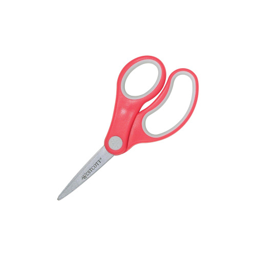 Westcott All-Purpose Value Stainless Steel Scissors, 8, Bent, Red