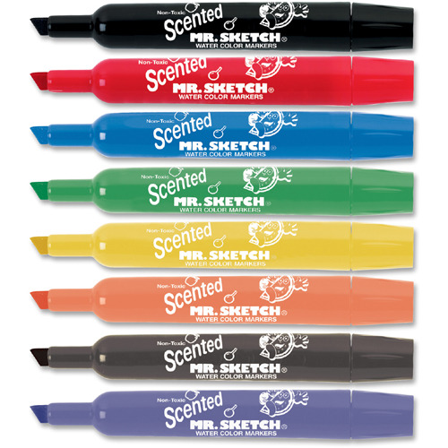 Mr. Sketch Scented Markers, Chisel Marker Point Style - 6 / Set