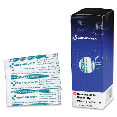 First Aid Only Butterfly Wound Closure Bandages - 10/Box - White First Aid Only Butterfly Wound Closure Bandages - 10/Box - White