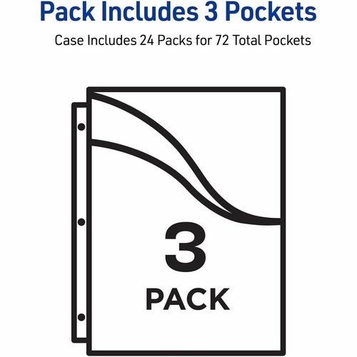 Avery Corner Lock Binder Pockets, Assorted, 3ct (75310) - AVE75310