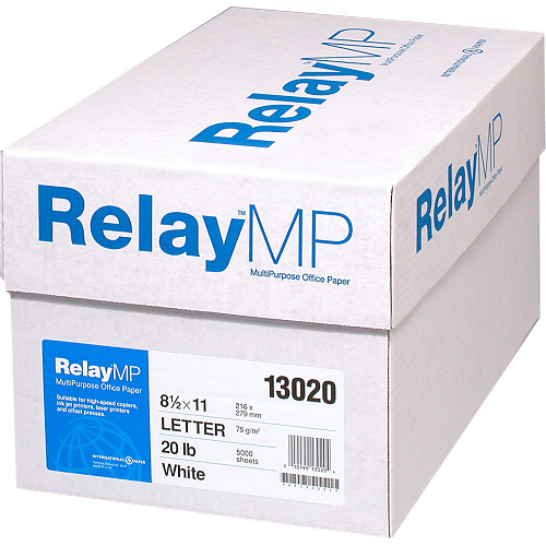 Relay MP, Multipurpose Copy Paper, 20lb, 8.5 x 11, 92 Bright - 10 Ream  Carton / 5,000 Sheets (013020C)