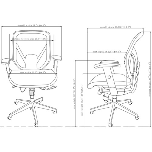 Lorell Mesh Seat/Back Mid-Back Chair Black LLR40203 