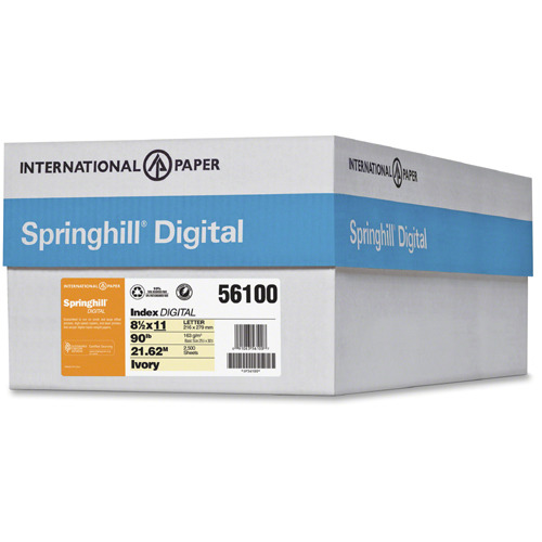 Springhill Digital Index Color Card Stock, 110lb, 8.5 x 11, Ivory, 250/Pack