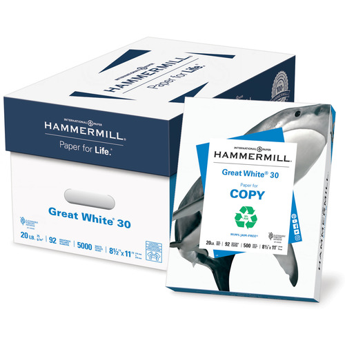 Hammermill Paper for Copy 8.5x11 Inkjet, Laser Recycled Paper - White -  Recycled - 30% Recycled Content - HAM86700PL 