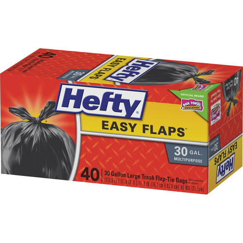 Hefty 30 Gallon Clear Large Recycling Trash Flap Tie Bags, 12