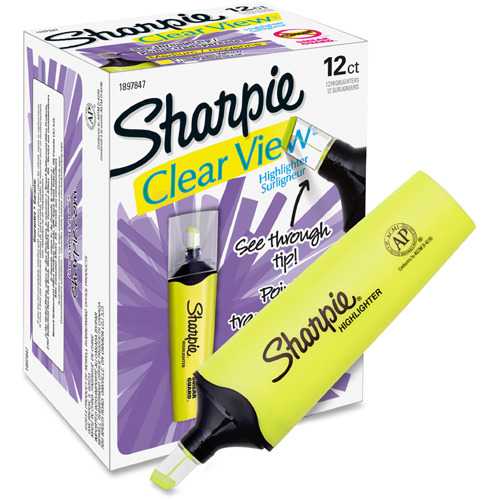 Sharpie Clear View See Through Tip Highlighter 3Pk (Yellow) FREE 1 DAY  SHIPPING