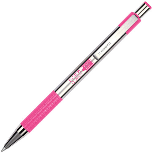 Zebra F-301 Compact Stainless Steel Ballpoint Pen - 0.7 mm - Black Ink