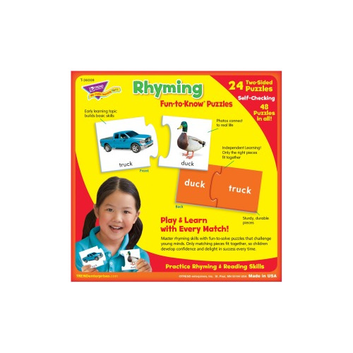 Trend Jigsaw Puzzle Rhyming Vowels Word Skill Learning: Matching Sound 