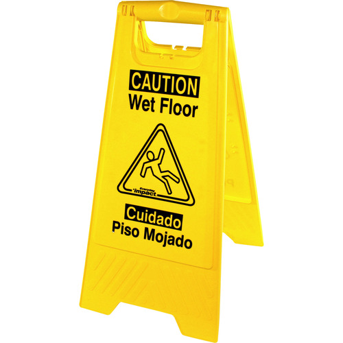 Genuine Joe Universal Graphic Wet Floor Sign - 6 / Carton - English, Spanish - Wet Floor Print/Message - Foldable - Yellow Genuine Joe Universal Graphic Wet Floor Sign - 6 / Carton - English, Spanish - Wet Floor Print/Message - Foldable - Yellow