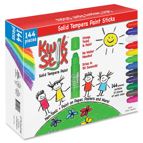 The Pencil Grip Kwik Stix Solid Tempera Paint Sticks, 12 Classic