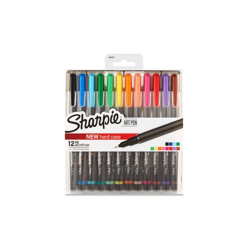 SHARPIE Art Pens, Fine Point, Assorted Colors, Hard Case, 12 Pack (1982057)