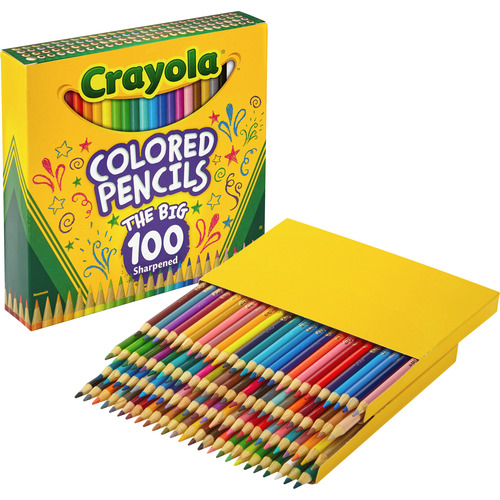Crayola Colored Woodcase Pencil, HB, 3.3 mm, Assorted - 64 pack