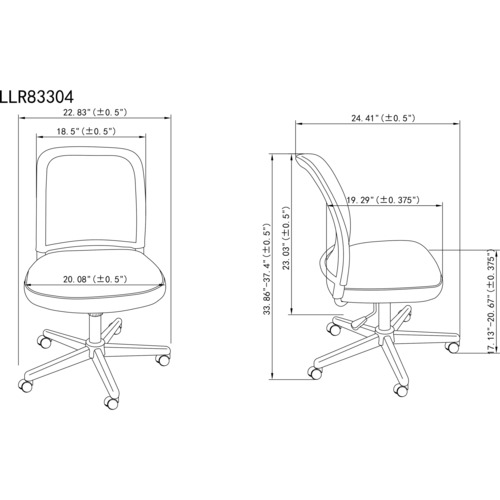 lorell mesh back armless task chair