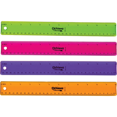 12 Inches Bazic Products Shatterproof Flexible Rulers 1 Ruler Selected at Random Assorted Colors 