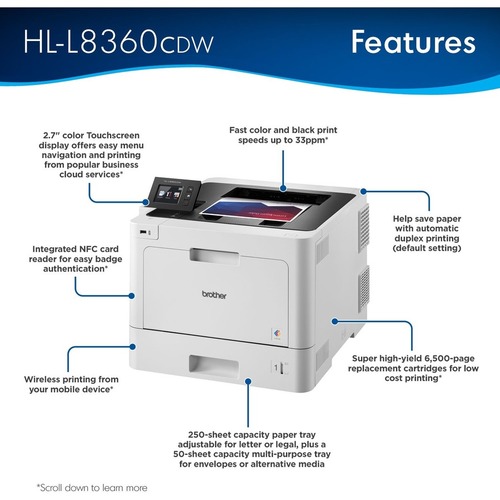 Brother Laser Printer HL-L8360CDW - - BRTHLL8360CDW - Shoplet.com