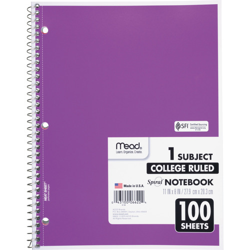 Mead One-subject Spiral Notebook - MEA06622BD - Shoplet.com