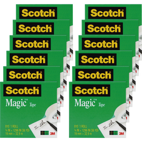 Scotch Magic Tape with 3/4 Core, 3/4 x 1,296, 10 pk