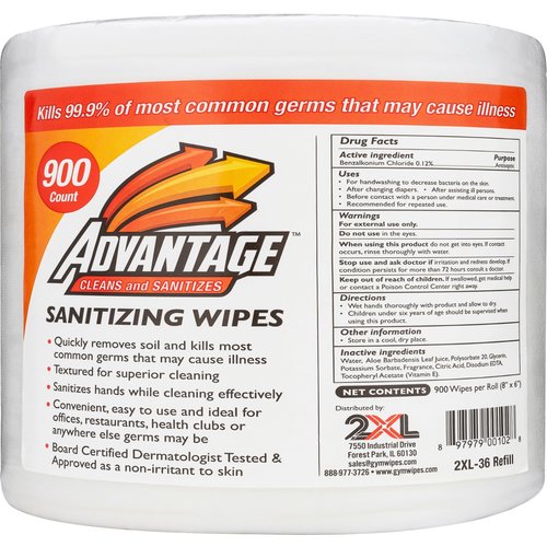 2XL Advantage Sanitizing Wipes - TXLL36CT - Shoplet.com