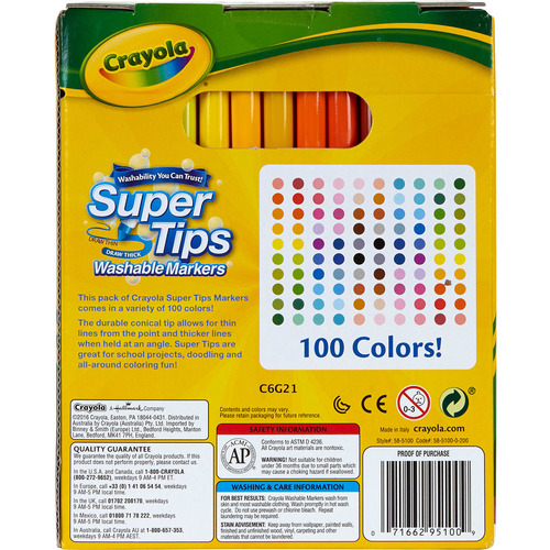 Crayola Washable Supertips Markers, Art Supplies, 50 Count