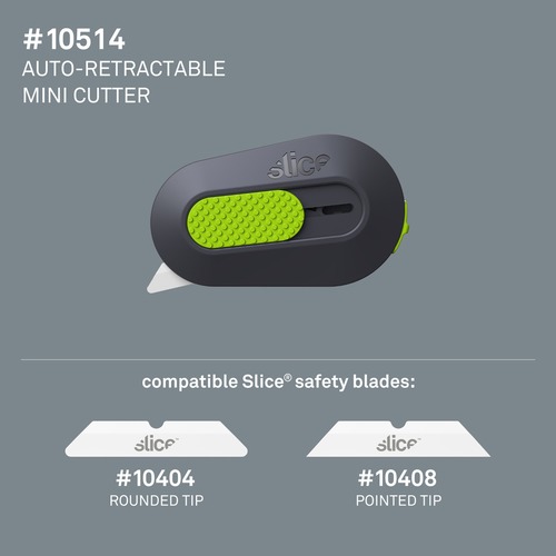 Slice, SLI10503, Auto Retract Box Cutter, 1 Each, Gray,Green