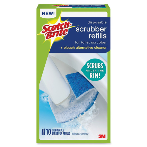 Scotch-Brite Disposable Toilet Scrubber Refills with Built-in Cleaner, Scrubs Under The Rim, Removes Rust & Hard Water Stains, 10 Refills