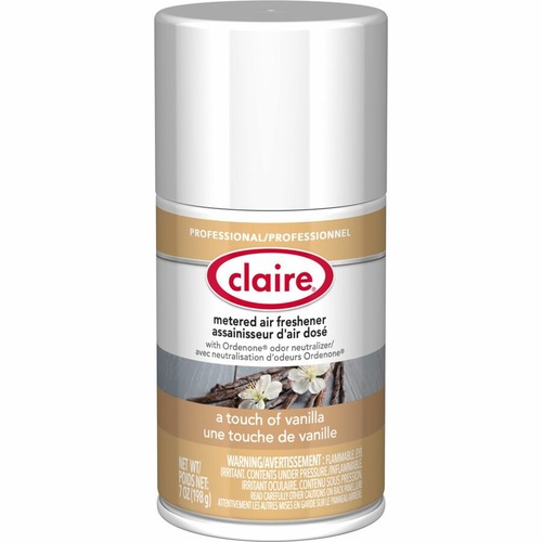 Claire Vanilla Metered Aerosol - Aerosol - 330 Sq. ft. - 10 fl oz (0.3 quart) - Vanilla - 30 Day - 12 / Pack