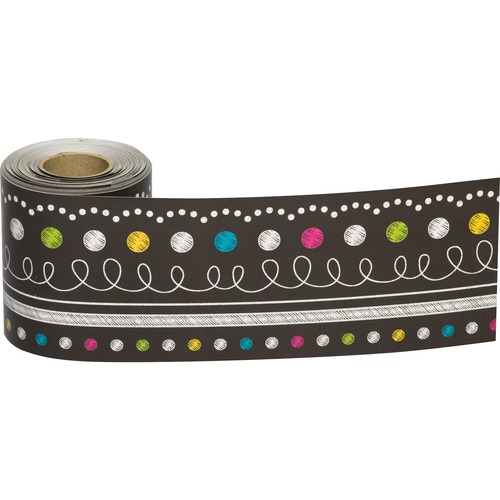 Teacher Created Resources Straight Rolled Border Trim - Chalkboard Brights - 3 Teacher Created Resources Straight Rolled Border Trim - Chalkboard Brights - 3