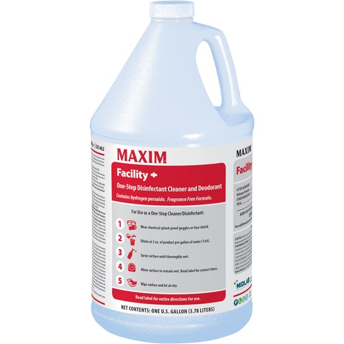 Maxim Facility+ One Step Disinfectant - 128 fl oz (4 quart) - 4 / Carton - Deodorant, Non-porous - Clear Maxim Facility+ One Step Disinfectant - 128 fl oz (4 quart) - 4 / Carton - Deodorant, Non-porous - Clear