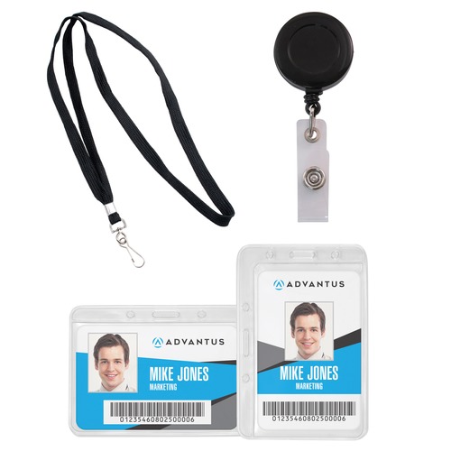 Advantus Badge Holder - Horizontal/Vertical - 100 - Assorted, Clear Advantus Badge Holder - Horizontal/Vertical - 100 - Assorted, Clear