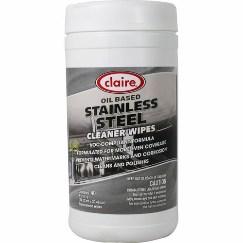 Claire Stainless Steel Wipe - Ready-To-Use - Citrus Scent - 12