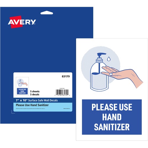 Avery Surface Safe KEEP YOUR DISTANCE Decals - 15 / Pack - Keep Your Distance Print/Message - Rectangular Shape - Water Resistant, Pre-printed, Chemical Resistant, Abrasion Resistant, Tear Resistant, Durable, UV Resistant, Residue-free, Easy Pee