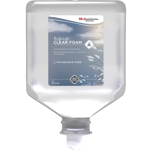 SC Johnson Refresh Clear FOAM Hand Soap Refill - 67.6 fl oz (2 L) - Dirt Remover, Kill Germs - Hand, School, Education - Moisturizing - Clear - Unscented, Dye-free, Biodegradable - 4 / Carton