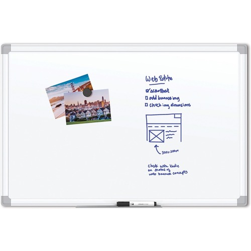 U Brands White Aluminum Framed Magnetic Porcelain Steel Board, 72