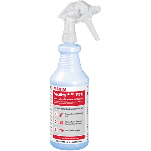 Maxim Facility Multi-Surface Disinfectant - Ready-To-Use - 32 fl oz (1 quart) - 12 / Carton - Washable - Colorless Maxim Facility Multi-Surface Disinfectant - Ready-To-Use - 32 fl oz (1 quart) - 12 / Carton - Washable - Colorless