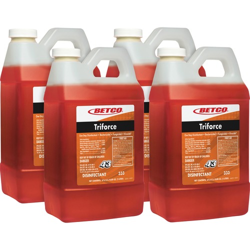 Betco Triforce Titan Disinfectant - Concentrate - 67.6 fl oz (2.1 quart) - Fresh Scent - 4 / Carton - Contaminant-free - Orange