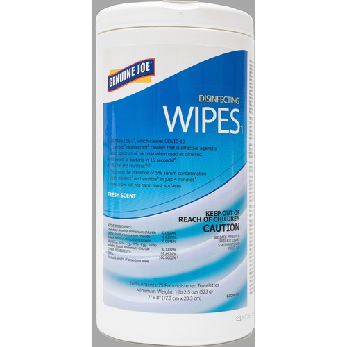 Genuine Joe Disinfecting Wipes - Ready-To-Use - Fresh Citrus Scent - 8 Genuine Joe Disinfecting Wipes - Ready-To-Use - Fresh Citrus Scent - 8