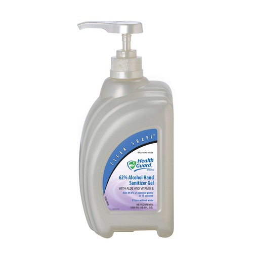 Health Guard Hand Sanitizer Gel - Alcohol Scent - 33.8 fl oz (1000 mL) - Pump Bottle Dispenser - Kill Germs - Hand, Multipurpose - Moisturizing - Bio-based, Dye-free, Fragrance-free, Fast Acting, No Rinse, Waterless - 8 Pack